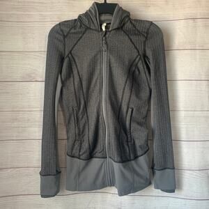Lululemon Daily Practice Jacket Hoodie Gray Black Heathered Herringbone Size 4